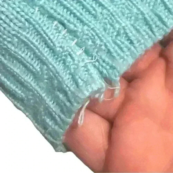 Vintage Cuddle Knit Short Sleeve Light Aqua Blue Sweater - Picture 5 of 6